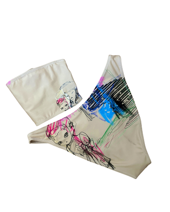 04 Beige Bandeau Bikini Set