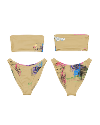 04 Beige Bandeau Bikini Set