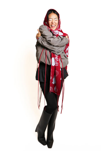 Hooded Scarf in Red